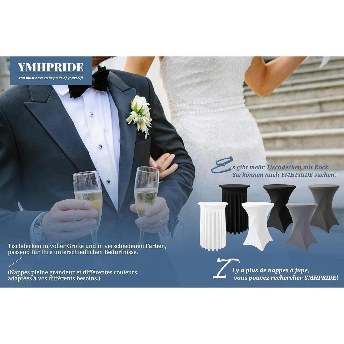 STEHTISCHHUSSE 6er-Set Weiß 80 cm - Weiß, Textil (80/110cm)