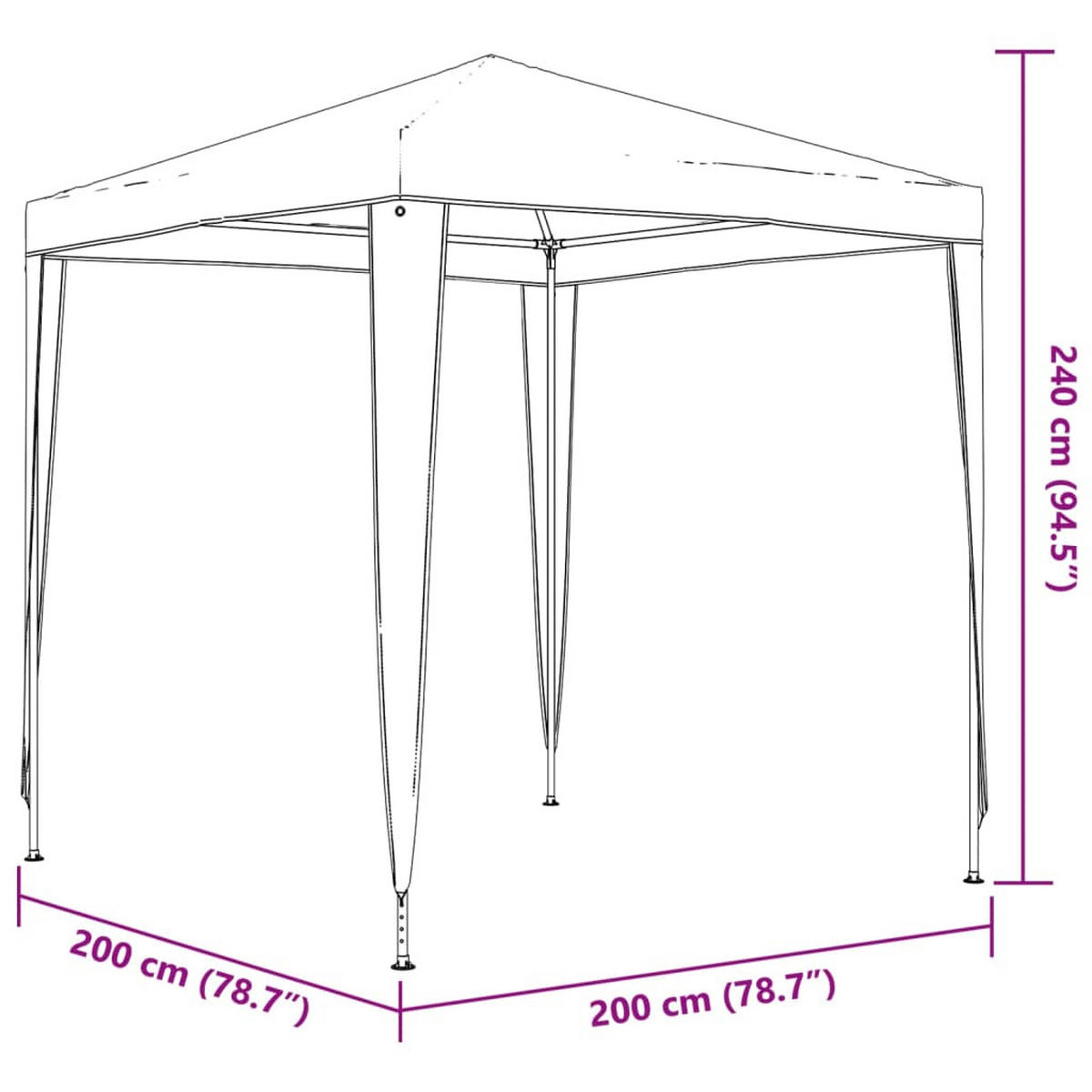 PROFI-PARTYZELT 2/2 M Anthrazit - Anthrazit, Kunststoff (200/240/200cm) - vidaXL
