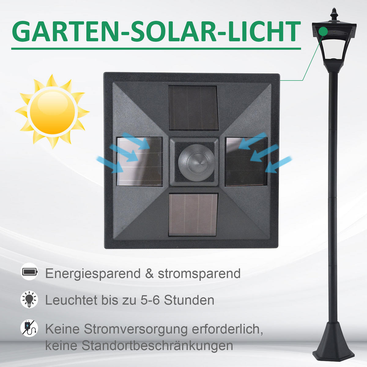 GARTENLATERNE, Schwarz, Kunststoff - Schwarz, Kunststoff (15/15/120cm) - Outsunny
