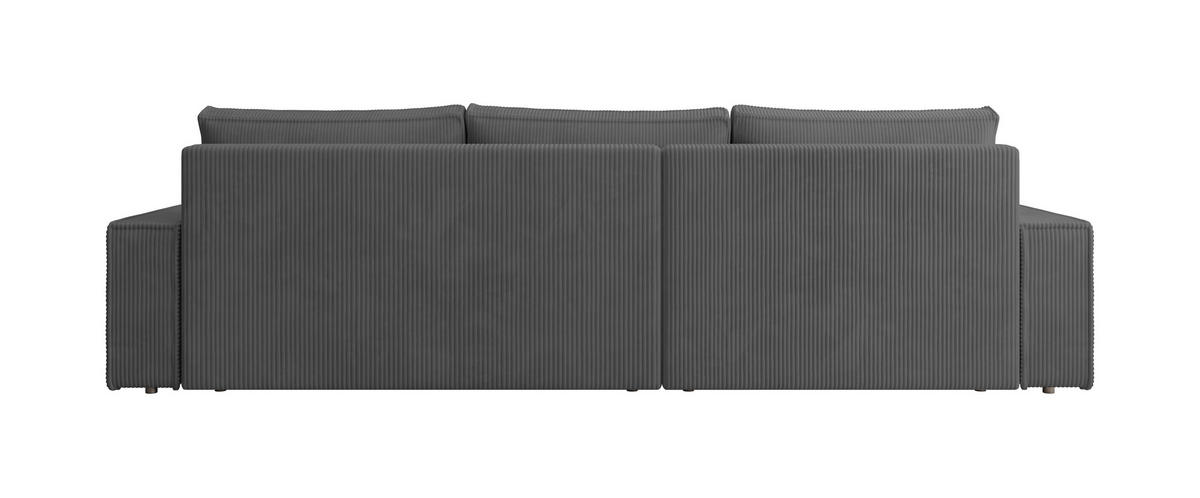 ECKSOFA Alice mit Bettkasten und Schlaffunktion, Cordstoff in L-Form - Dunkelgrau, Textil (289/184cm)