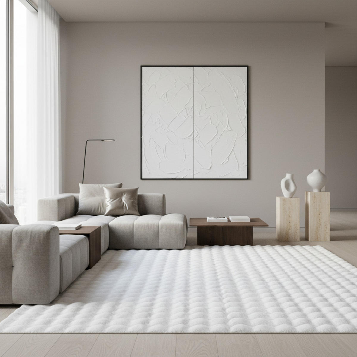 HOCHFLORTEPPICH Waschbar NAUDERS, einfarbig, Weiß, 140 x 200 cm - Weiß, Textil (140/200cm) - KADIMA DESIGN