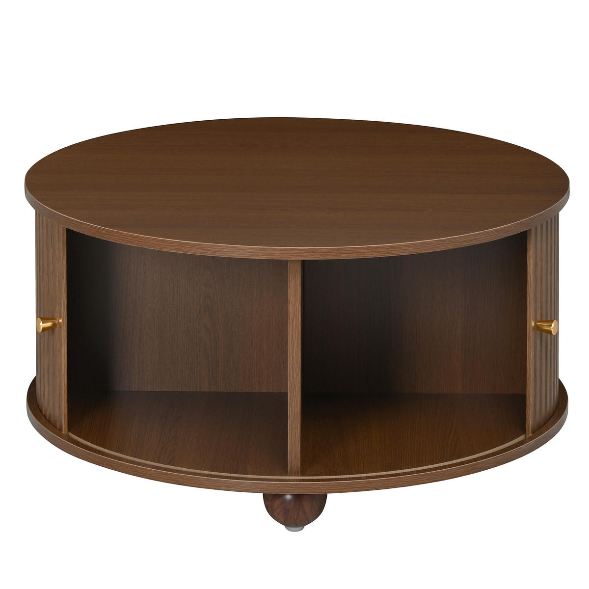 TV-SCHRANKSET Couchtisch Rund Relief Schiebetüren MDF - Walnussfarben, Holzwerkstoff (180/45/35cm) - FLIEKS