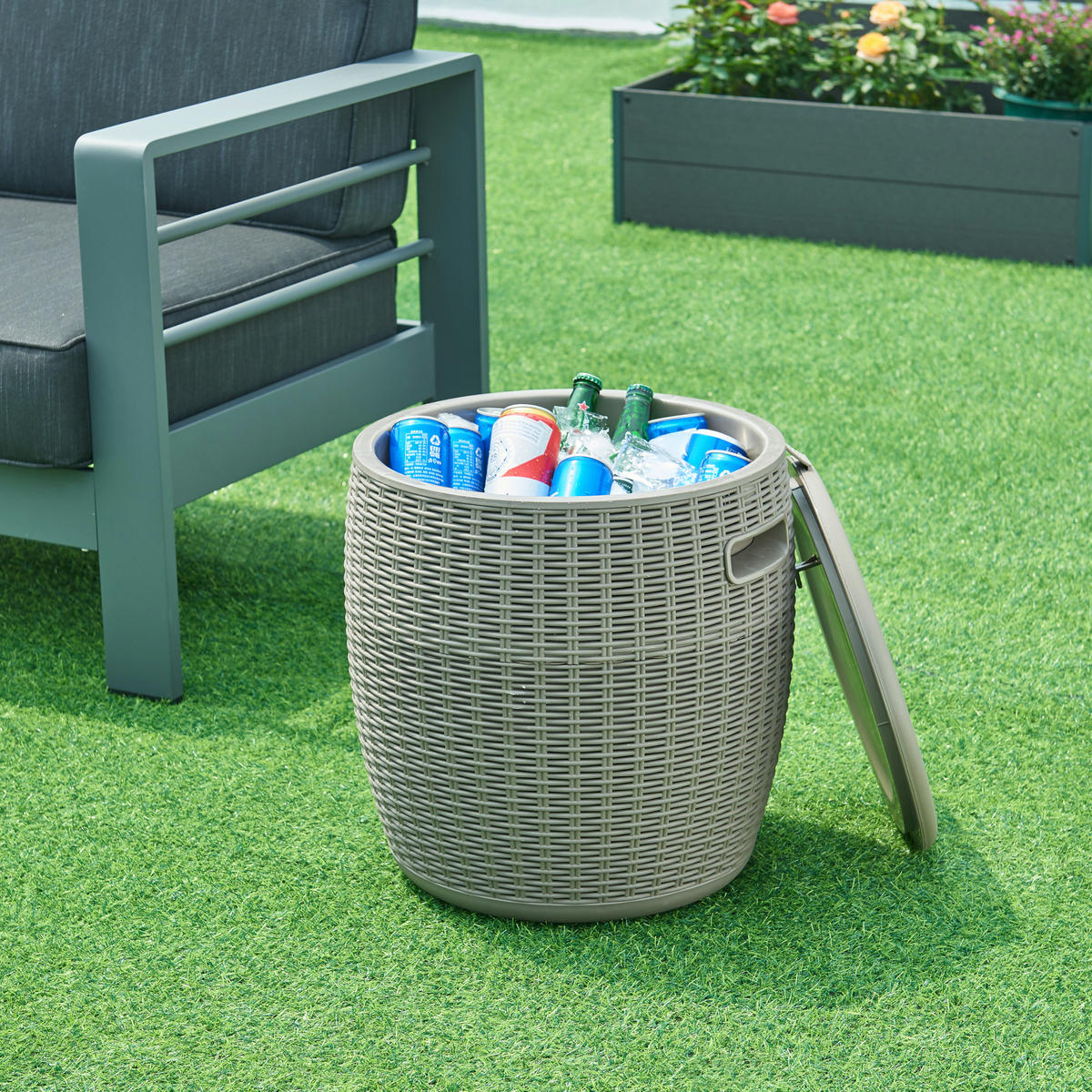 KÜHLBOX-HOCKER Avetrana - Hellbraun, Kunststoff (40/44/40cm) - casa.pro