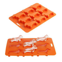 EISWÜRFELFORM Dackel 9er Set Silikon - Orange, Kunststoff (17/1/22cm)