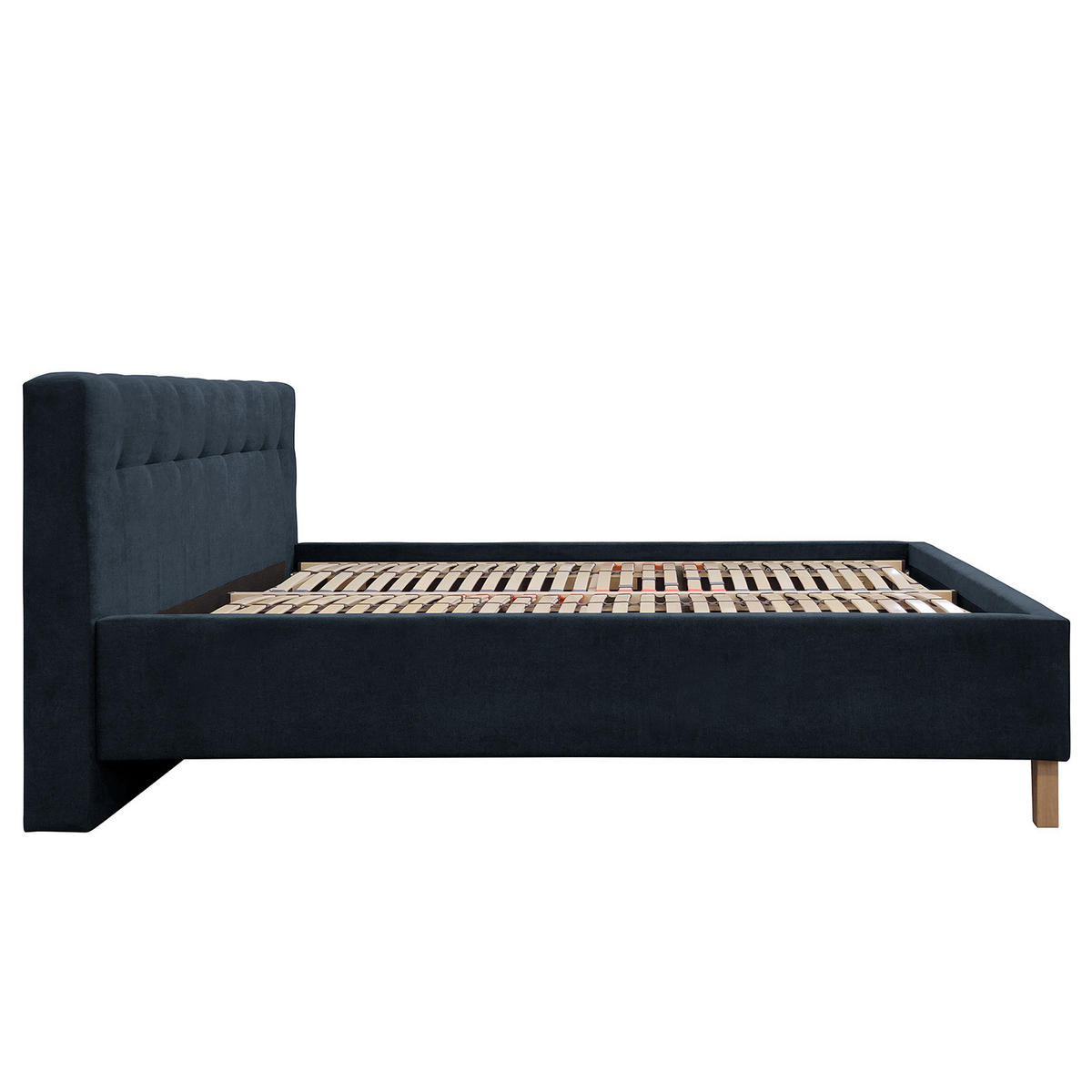 POLSTERBETT - Samt - Dunkelblau, Holz/Textil (160/200cm) - home24