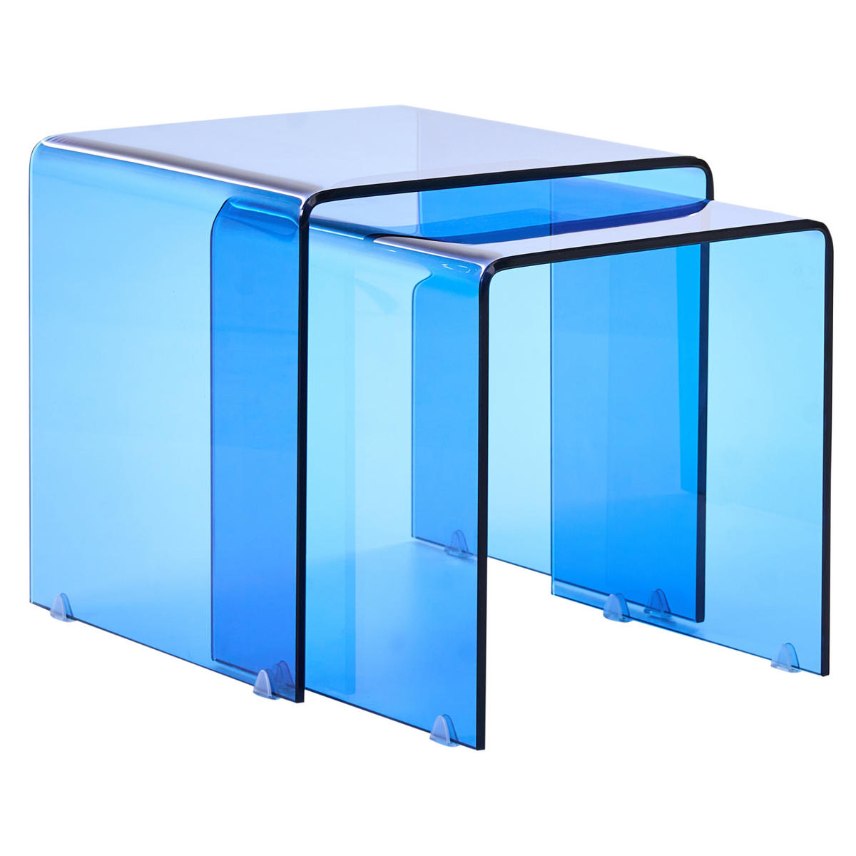 BEISTELLTISCH Blau Kendall - Blau, Glas (42/42/39cm) - Beliani