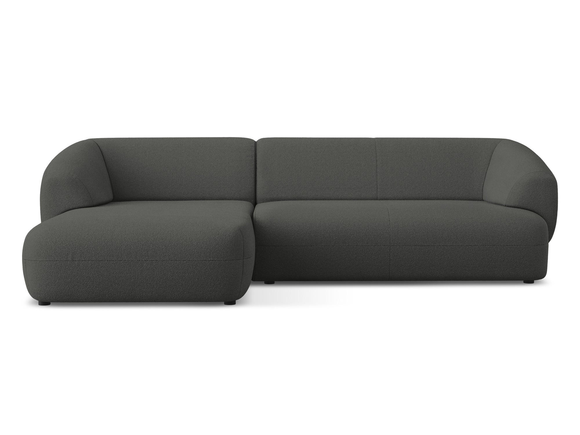 ECKSOFA Links Bouclé Stoff Grau - Schwarz/Graphitfarben, Kunststoff/Textil (156/280cm) - Makamii