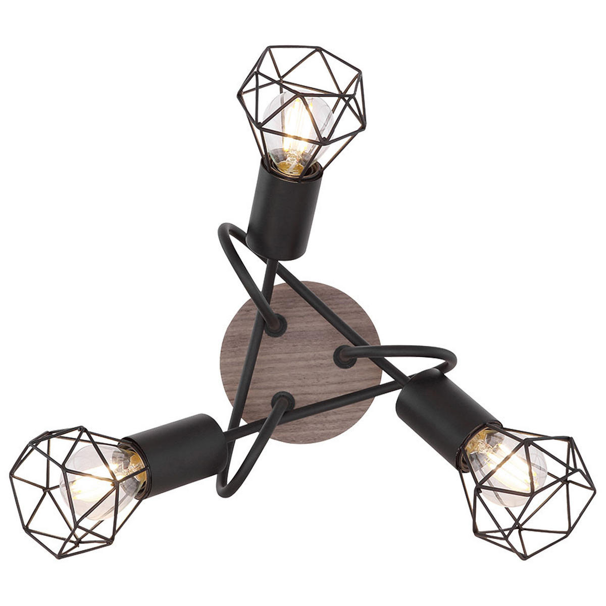 DECKENLEUCHTE Holzoptik Schwarz verstellbar - Schwarz, Holz (38/38/21cm) - Globo Lighting