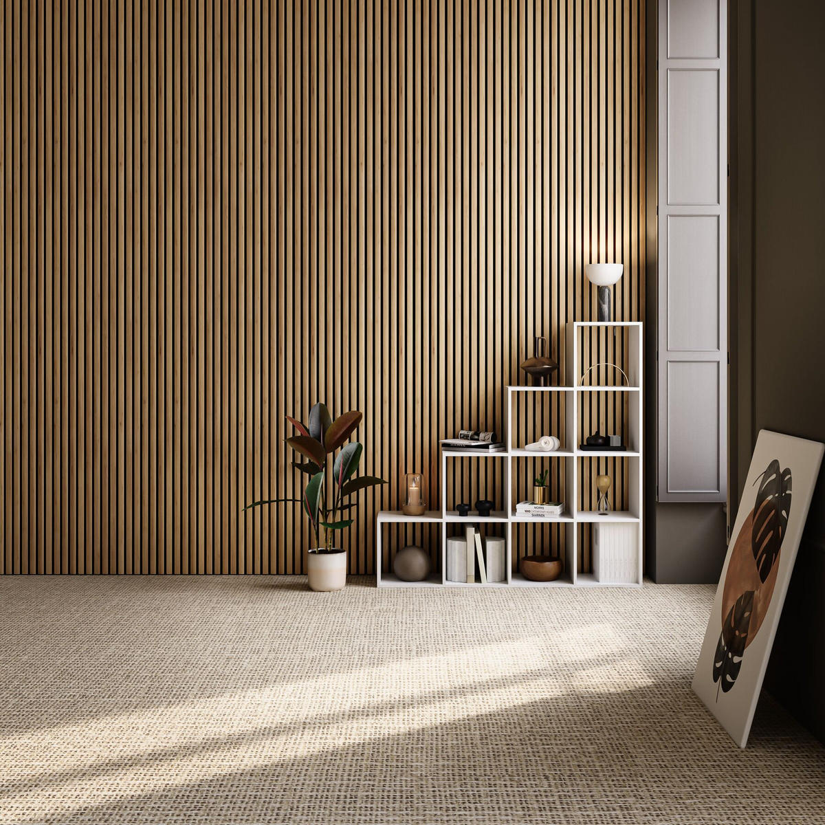AKUSTIKPANEELE 2er Set Sonic Wall II, schallabsorbierender Filz, Größe flexibel anpassbar, Eiche - Eichefarben, Holz (50/1.8/110cm) - tectake
