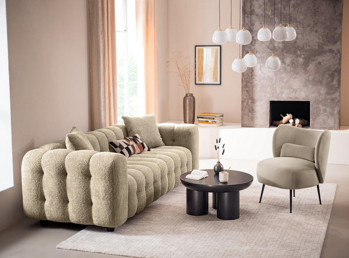 LOUNGESESSEL - Taupe/Schwarz, Textil/Metall (61/79/71cm) - home24
