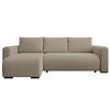 ECKSOFA DORA L, Eckcouch in L-Form mit Schlaffunktion und Bettkasten, Farbe: Hellbraun, Bouclé-Stoff, Ottomane Links - Hellbraun, Textil (240/143cm) - Storez24