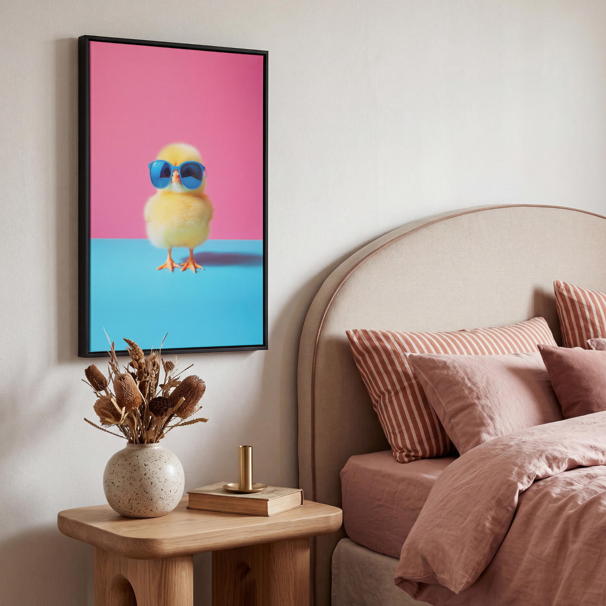 LEINWAND Bilder mit Rahmen - Chick - Sonnenbrille - Blau - 40x60 - Pink, Textil (40/60cm) - MuchoWow