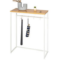 KONSOLENTISCH mit Holzablage, weiß - Weiß, Metall (30/70/89.5cm) - eluno