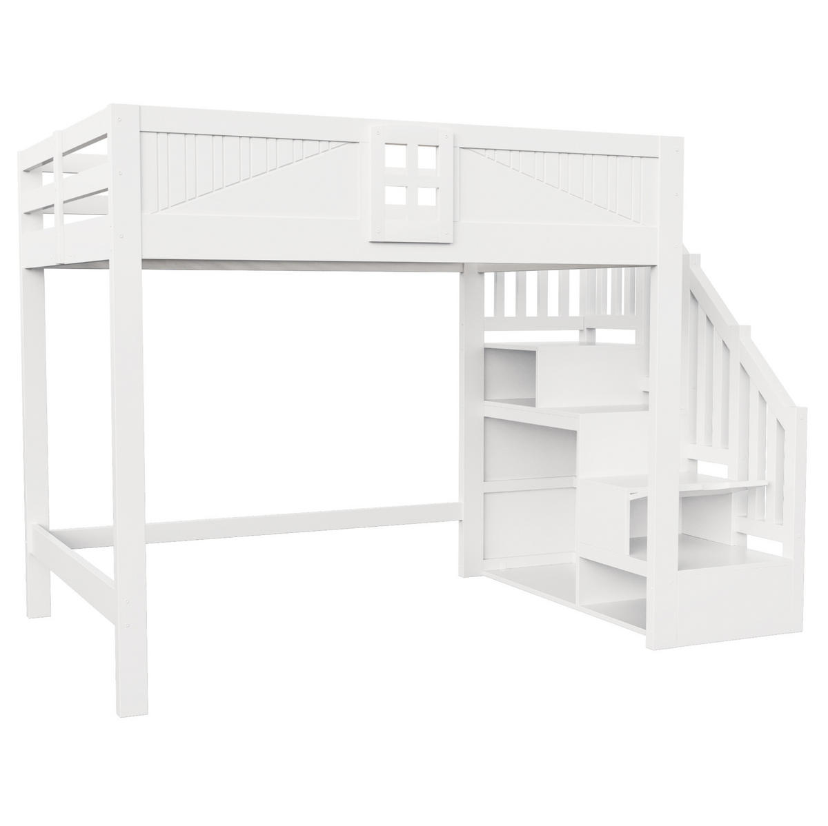 HOCHBETT 140/200 cm aus Massivholz mit Sicherheitsgitter, Weiß - Weiß, Holz (140/200cm) - OKMYHOME