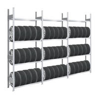REIFENREGAL TIRE PRO 3er-Set für insgesamt 48 Reifen 4 Ebenen 150kg Fachlast pro Ebene Verzinkt - Silberfarben, Metall (300/250/43cm) - PROREGAL