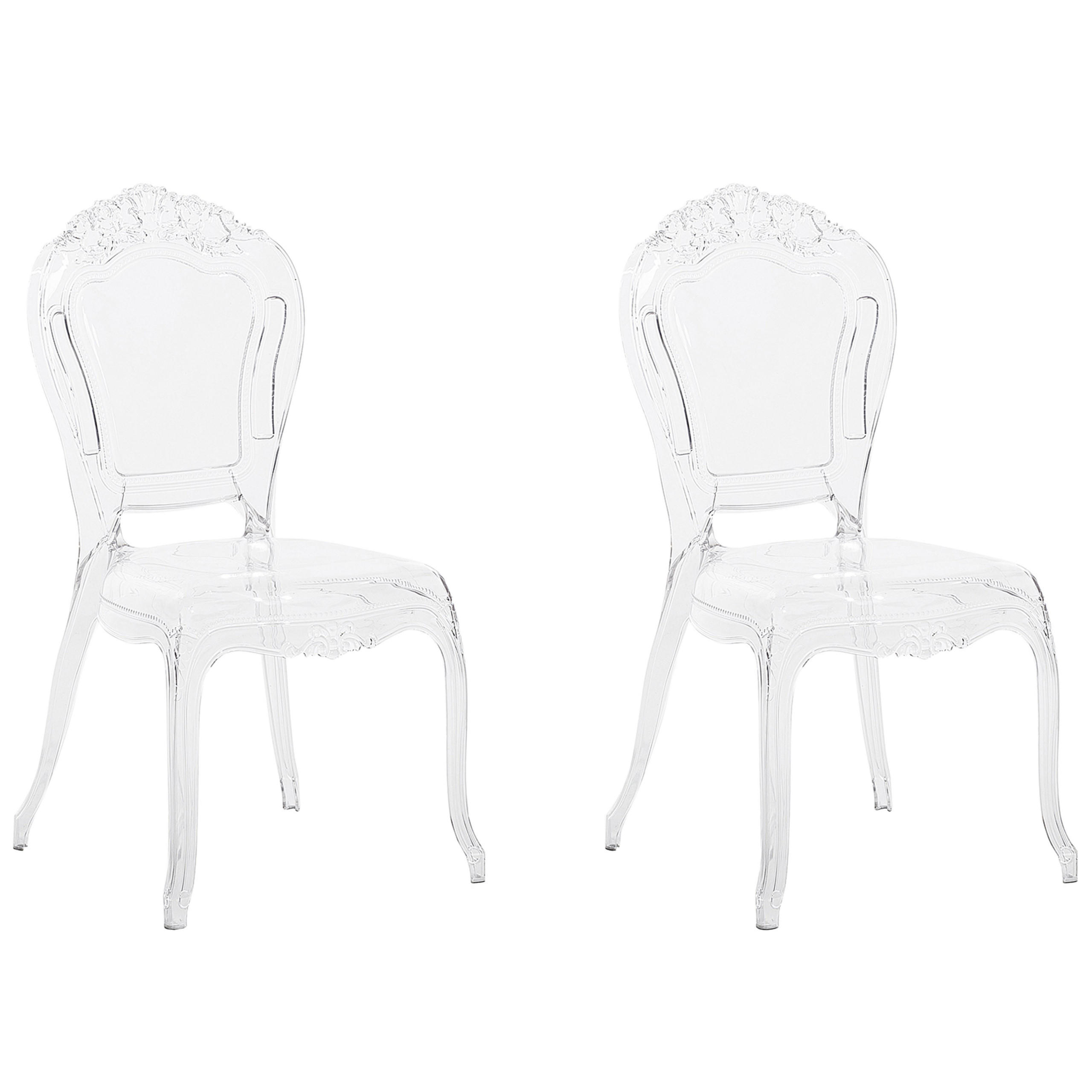 ESSZIMMERSTUHL 2er-Set Kunststoff Transparent Vermont - Transparent, Kunststoff (52/98/52cm) - Beliani