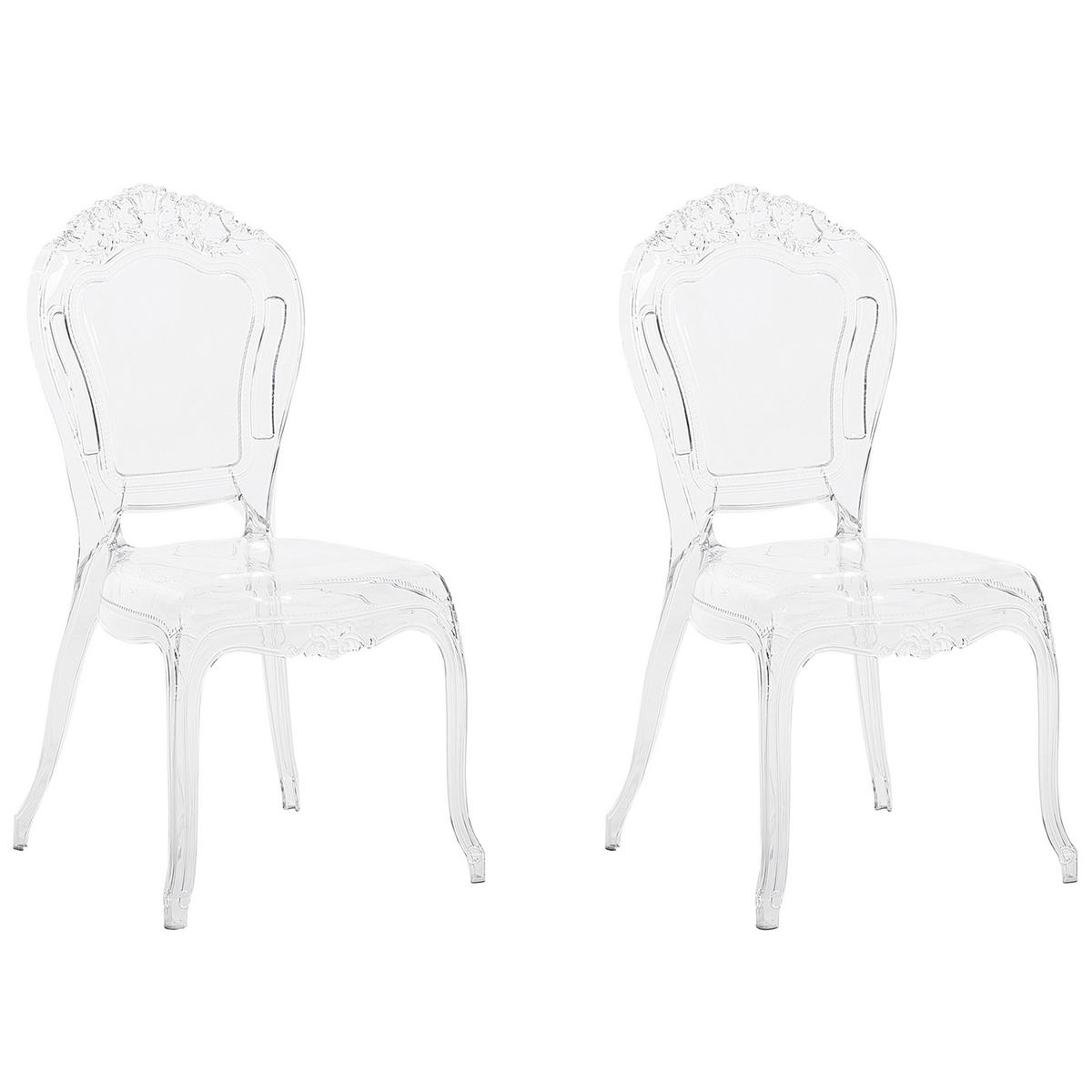 ESSZIMMERSTUHL 2er-Set Kunststoff Transparent Vermont - Transparent, Kunststoff (52/98/52cm) - Beliani