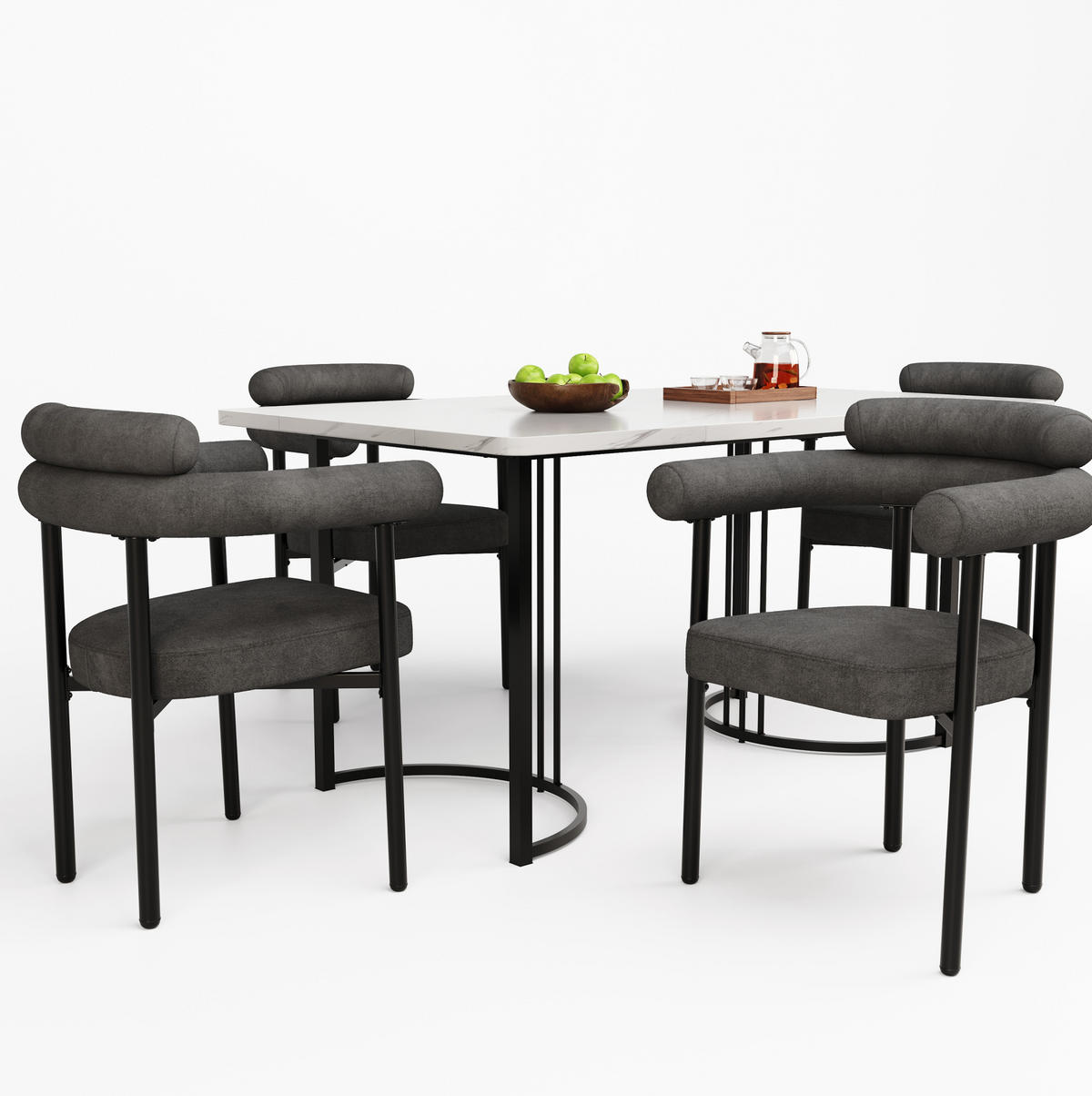 ESSZIMMERSTUHL mit ergonomischer Rückenlehne 70 x 62 x 84 cm Dunkelgrau 2er-Set - Dunkelgrau, Metall (62/84/70cm) - Meubliv