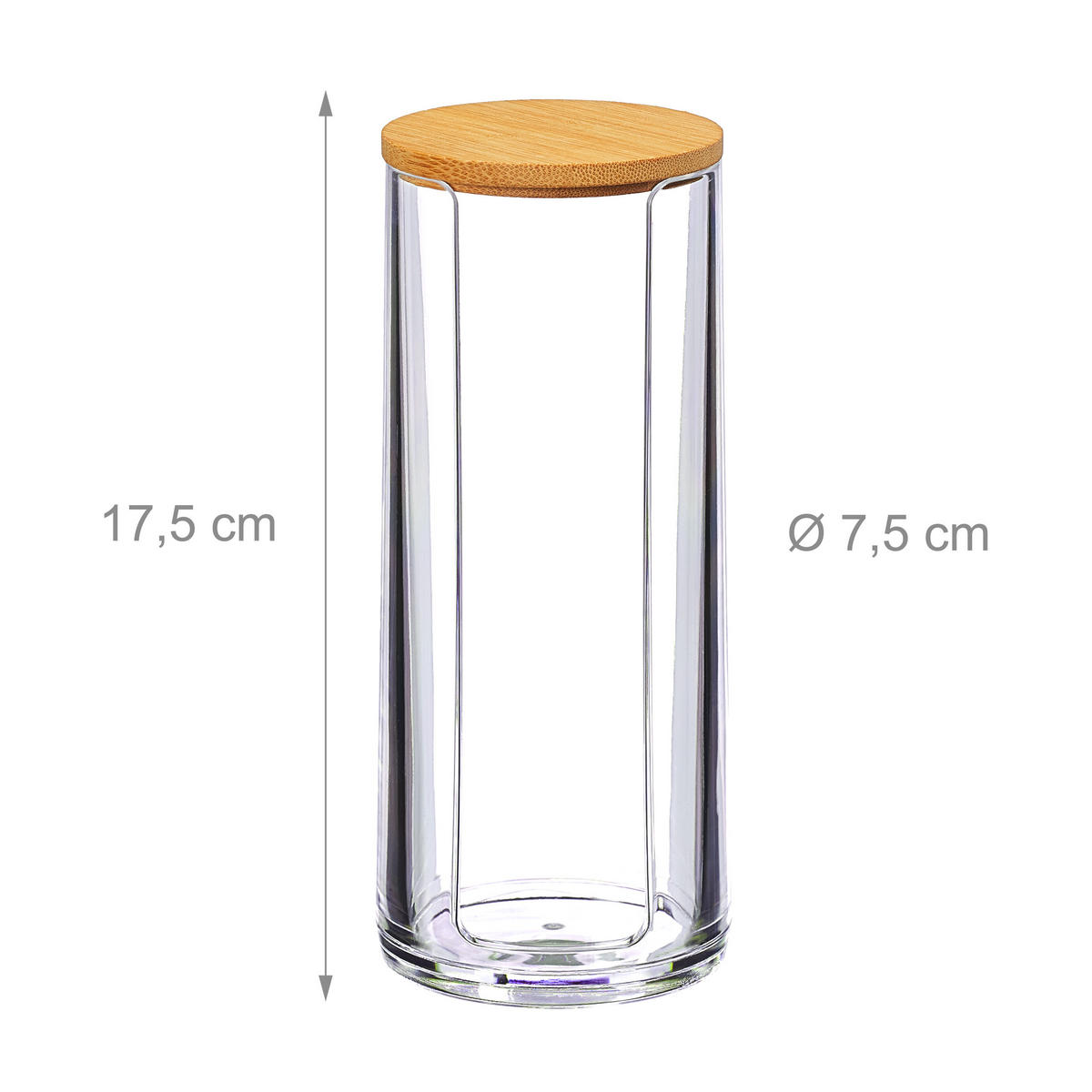 2XWATTEPADHALTER - Transparent, Holz/Kunststoff (7.5/17.5/7.5cm) - Relaxdays