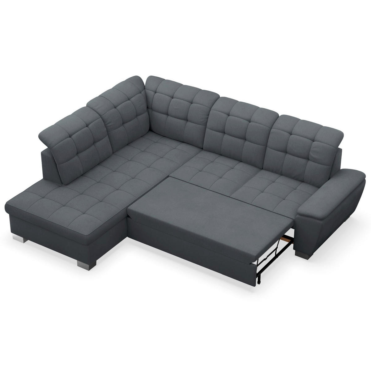 ECKSOFA Jamaal Dunkelgrau linksseitig - Dunkelgrau/Schwarz, Textil (258/212cm) - Selsey