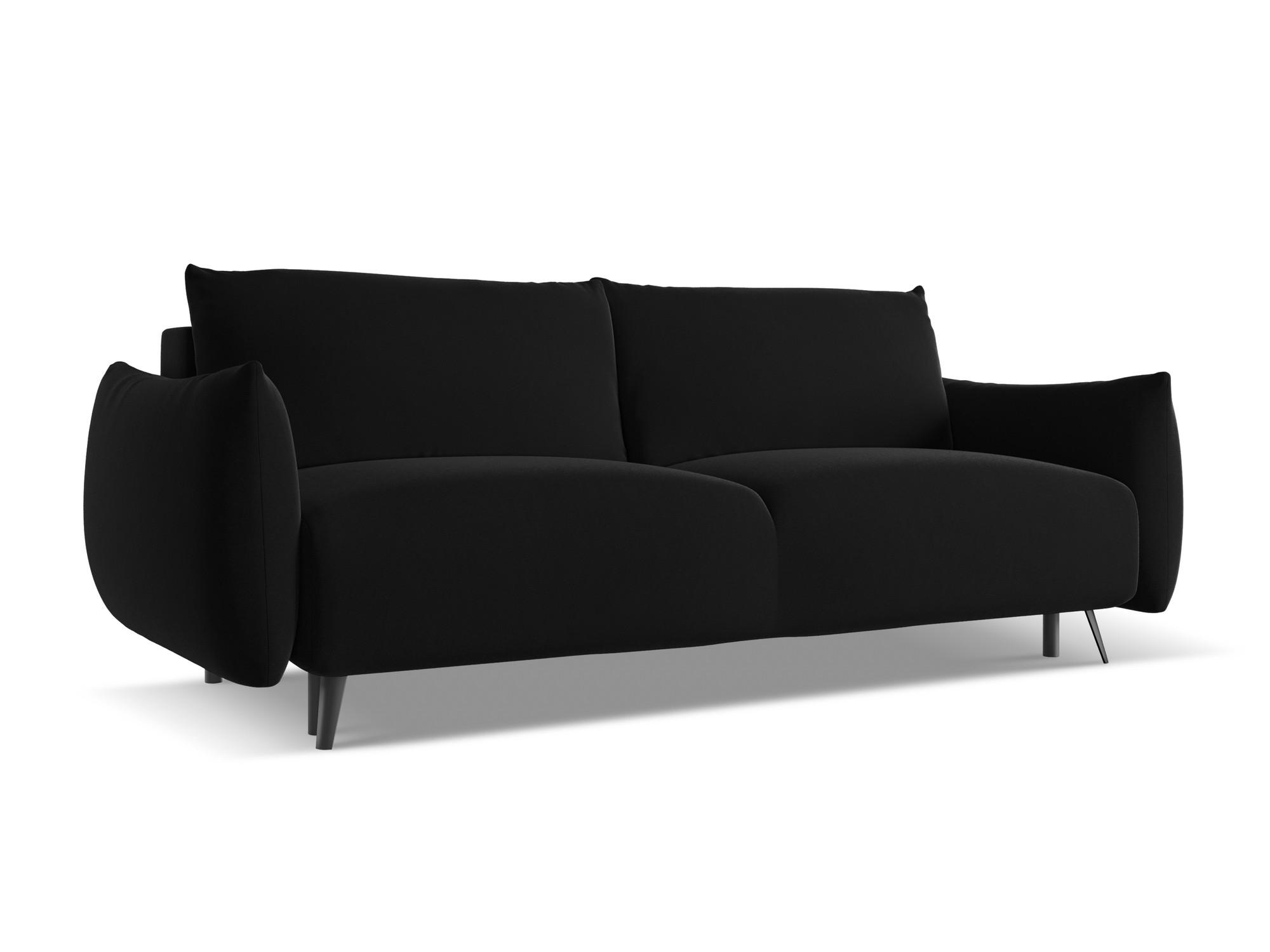 3-SITZER SOFA mit Schlaffunktion Samt Stoff Schwarz - Schwarz, Textil/Metall (230/86/105cm) - Makamii