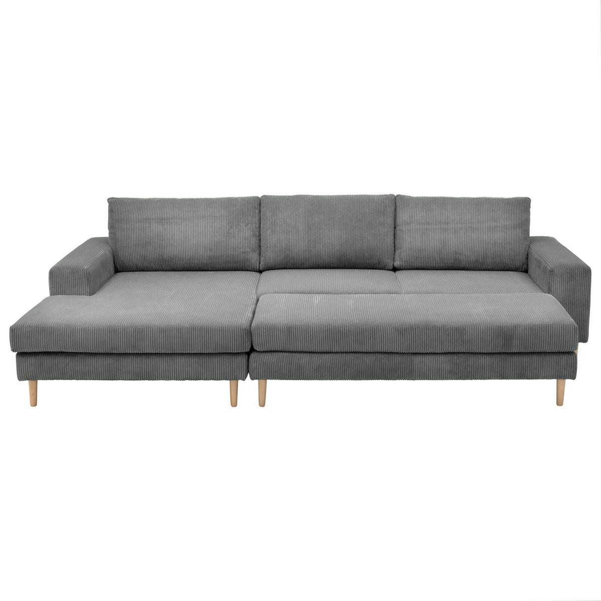 SOFA mit Longchair links Kaylynn Cordstoff anthrazit - Anthrazit, Kunststoff (175/294cm) - 58aufmkessel