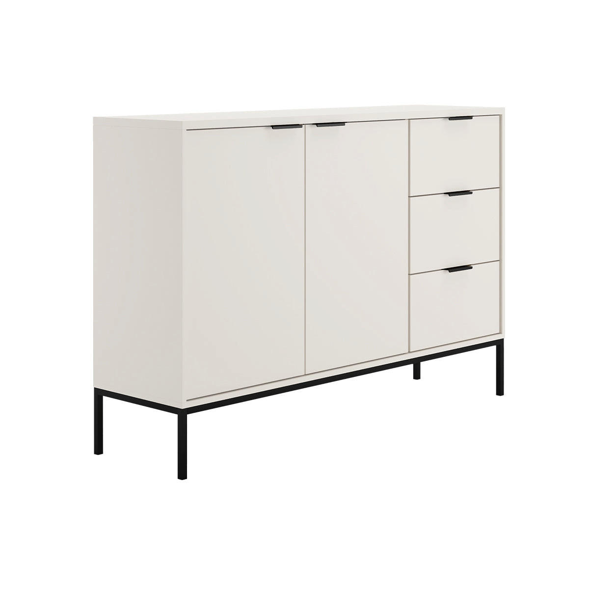 KOMODA Seattle Črno-belo - bela, leseni material (150/100.4/40cm) - Petits-meubles