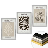 WANDBILDER 3er Set - 40x60 cm Silberner Rahmen - Beige-braune Pflanzenmuster - Silberfarben, Kunststoff (40/60cm) - ArtPrintCave