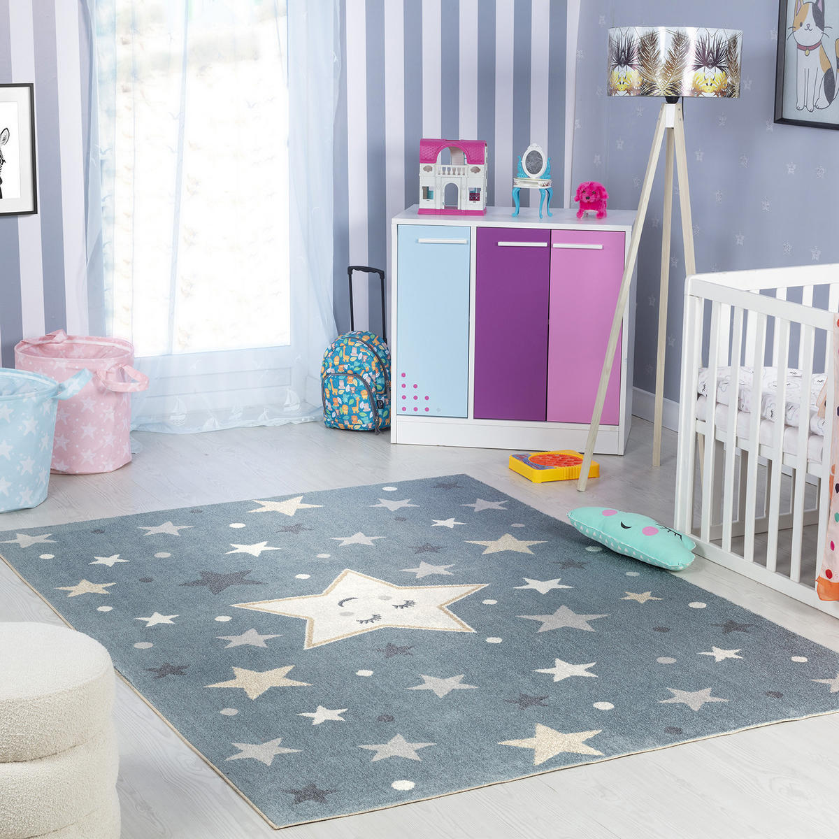 KINDERTEPPICH Maschinenwaschbar 160/213 cm Blau - Blau, Naturmaterialien/Textil (160/213cm) - LIVABLISS