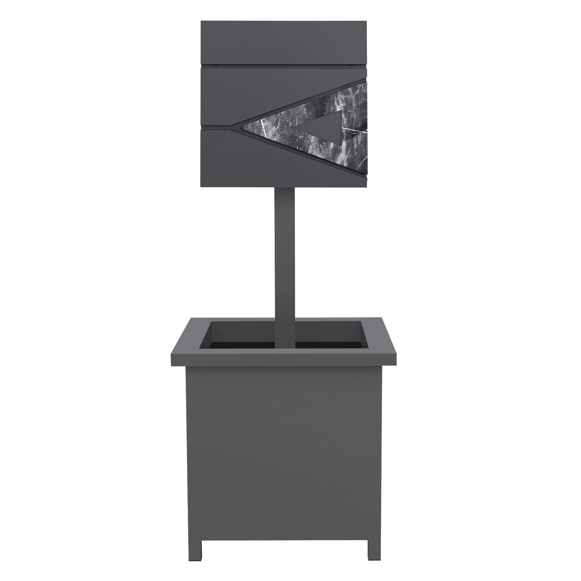 BRIEFKASTEN Anthrazit-Schwarz mit bepflanzbarem Ständer - Anthrazit/Hellgrau, Metall (120cm) - ML-DESIGN