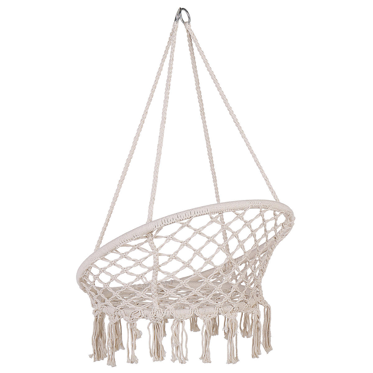 MAKRAMEE Hängesessel Baumwolle weiß Gabella - Weiß, Textil (61/107/61cm) - Beliani