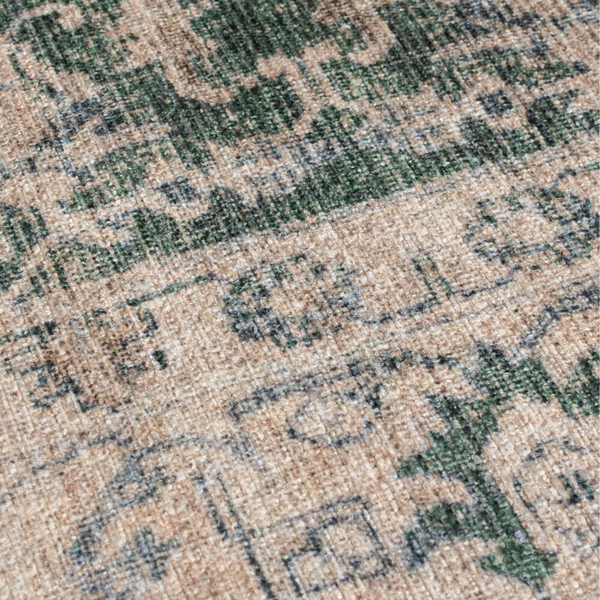 TEPPICH waschbar Vintage Floral Muster, Orientalisch, Esszimmer schmutzabweisend Grün Rechteckig 190x290 - Grün, Textil (190/290cm) - KADIMA DESIGN