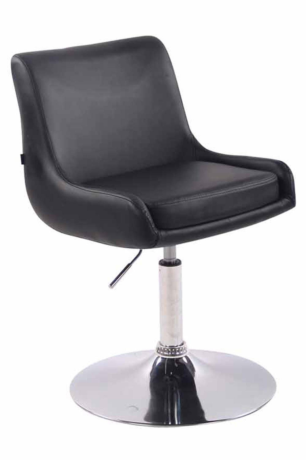 DREHSTUHL Lederlook schwarz - Chromfarben/Schwarz, Textil/Metall (43/71/50cm) - CLP