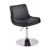 DREHSTUHL Lederlook schwarz - Chromfarben/Schwarz, Textil/Metall (43/71/50cm) - CLP