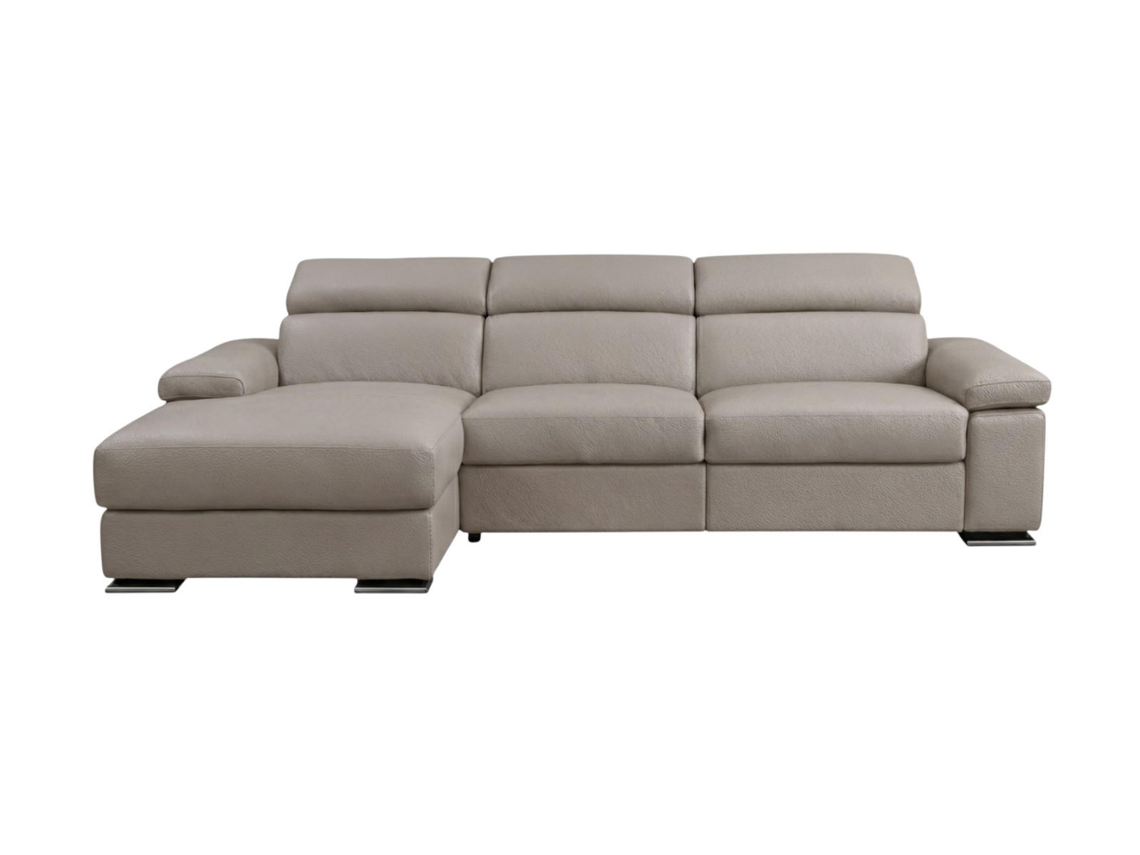 ECKSOFA Plutone Echtleder Greige - Greige, Leder/Metall (286/165cm)