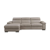 ECKSOFA Plutone Echtleder Greige - Greige, Leder/Metall (286/165cm)