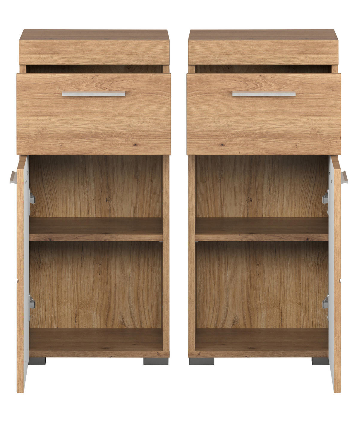 BADSCHRANK Asteiche 37 x 79 cm, Badezimmer Unterschrank in modernem Stil - Eichefarben, Holzwerkstoff/Kunststoff (37/79/31cm) - Top.Furn