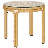 BEISTELLTISCH DE-06648 rund, Glasplatte, PE-Rattan Gelb - Gelb, Kunststoff/Metall (50/50/44cm) - ComfortXL