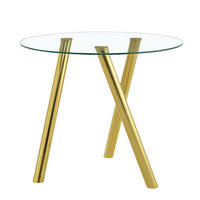 ESSTISCH rund aus Glas mit Metallgestell Gold - Goldfarben, Metall (89/89/76cm) - Meubliv