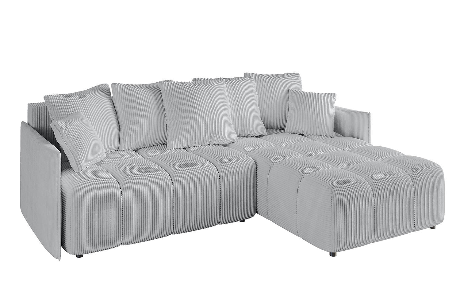ECKSOFA Ottomane rechts LONLI-L 251x189x68 Grau Cord - Grau, Holzwerkstoff/Kunststoff (189/251cm) - ALTDECOR