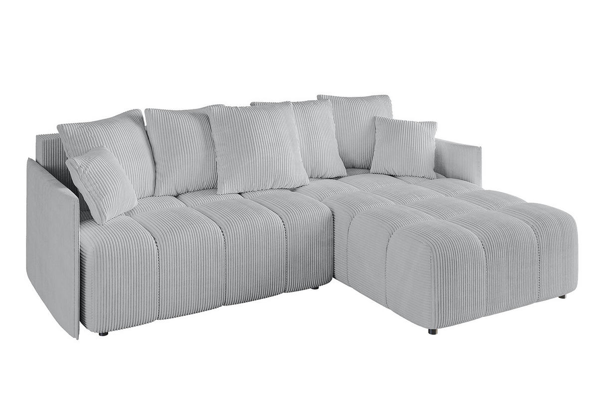 ECKSOFA Ottomane rechts LONLI-L 251x189x68 Grau Cord - Grau, Holzwerkstoff/Kunststoff (189/251cm) - ALTDECOR