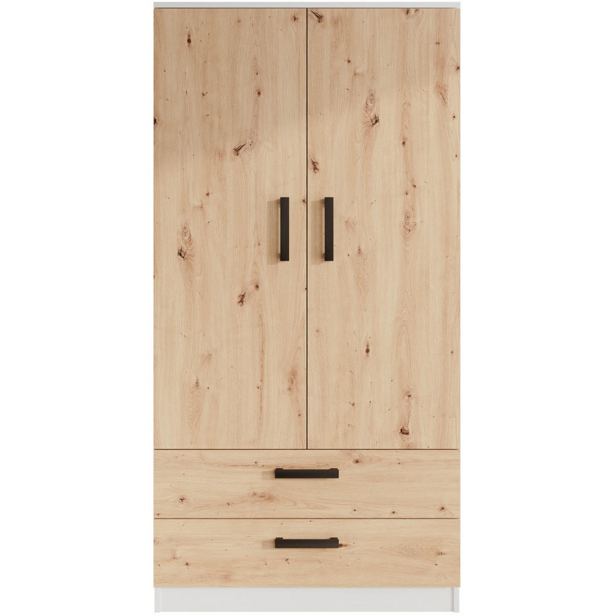 DREHTÜRENSCHRANK Trend, mit Schubladen, Weiß+eiche Artisan - Schwarz/Weiß, Holzwerkstoff (90/180/50cm) - Beautysofa