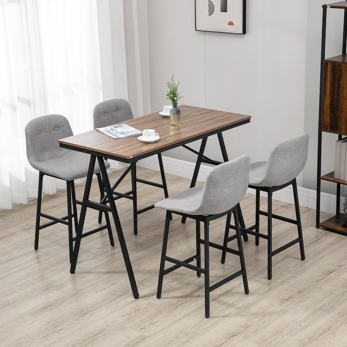 BAR-SET Hellgrau 120.0/60.0/91.0cm - Hellgrau, Textil (60/91/120cm)