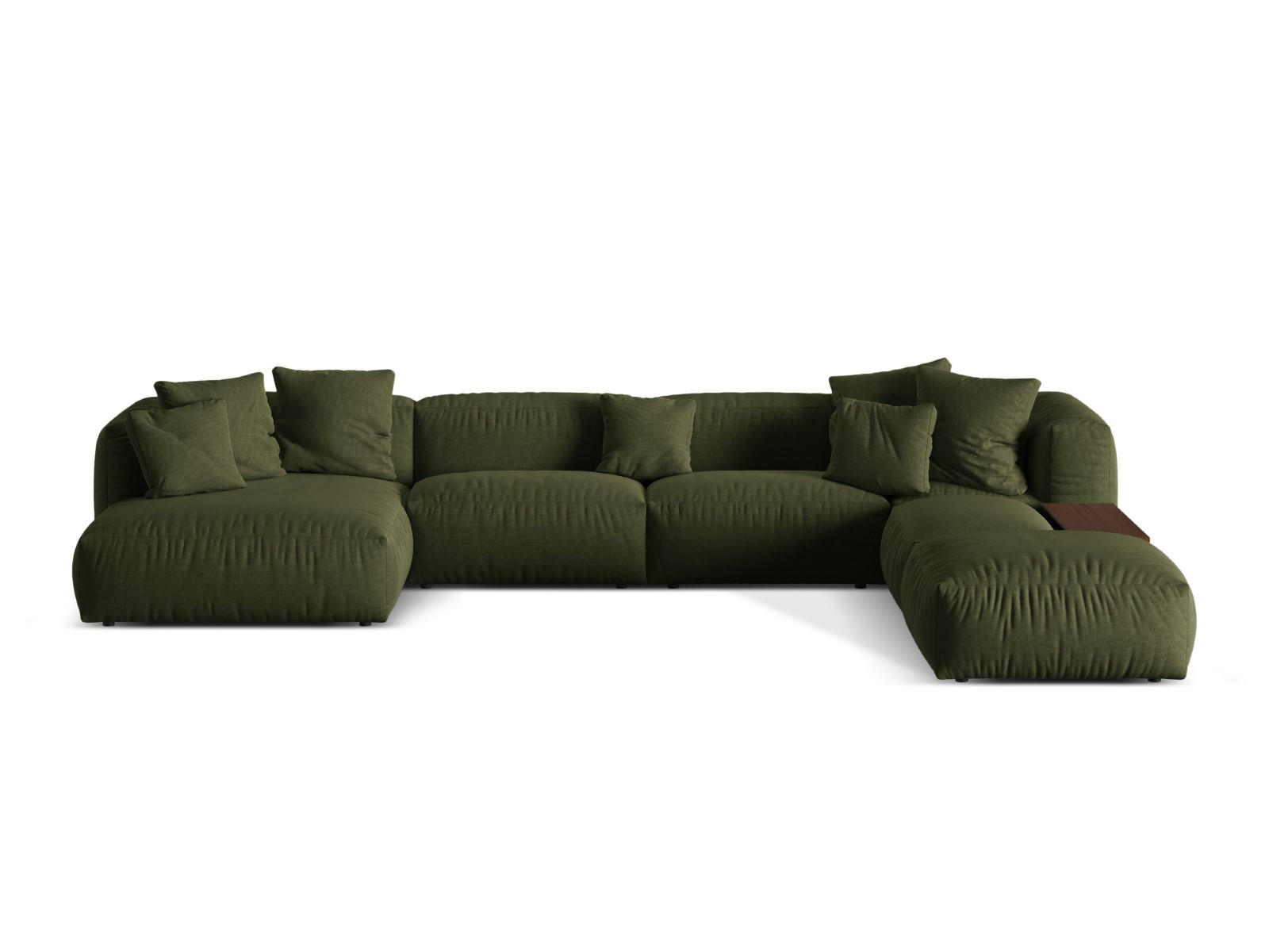 PANORAMASOFA modular rechts Martina aus strukturiertem Stoff grün 5 Sitzplätze - Grün, Textil (406/75/280cm) - Micadoni