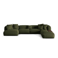 PANORAMASOFA modular rechts Martina aus strukturiertem Stoff grün 5 Sitzplätze - Grün, Textil (406/75/280cm) - Micadoni