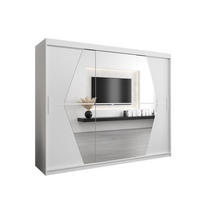SCHWEBETÜRENSCHRANK 200/250/62 3-türig - Silberfarben/Weiß, Holz/Kunststoff (250/200/62cm) - MÖBEL KRYSPOL