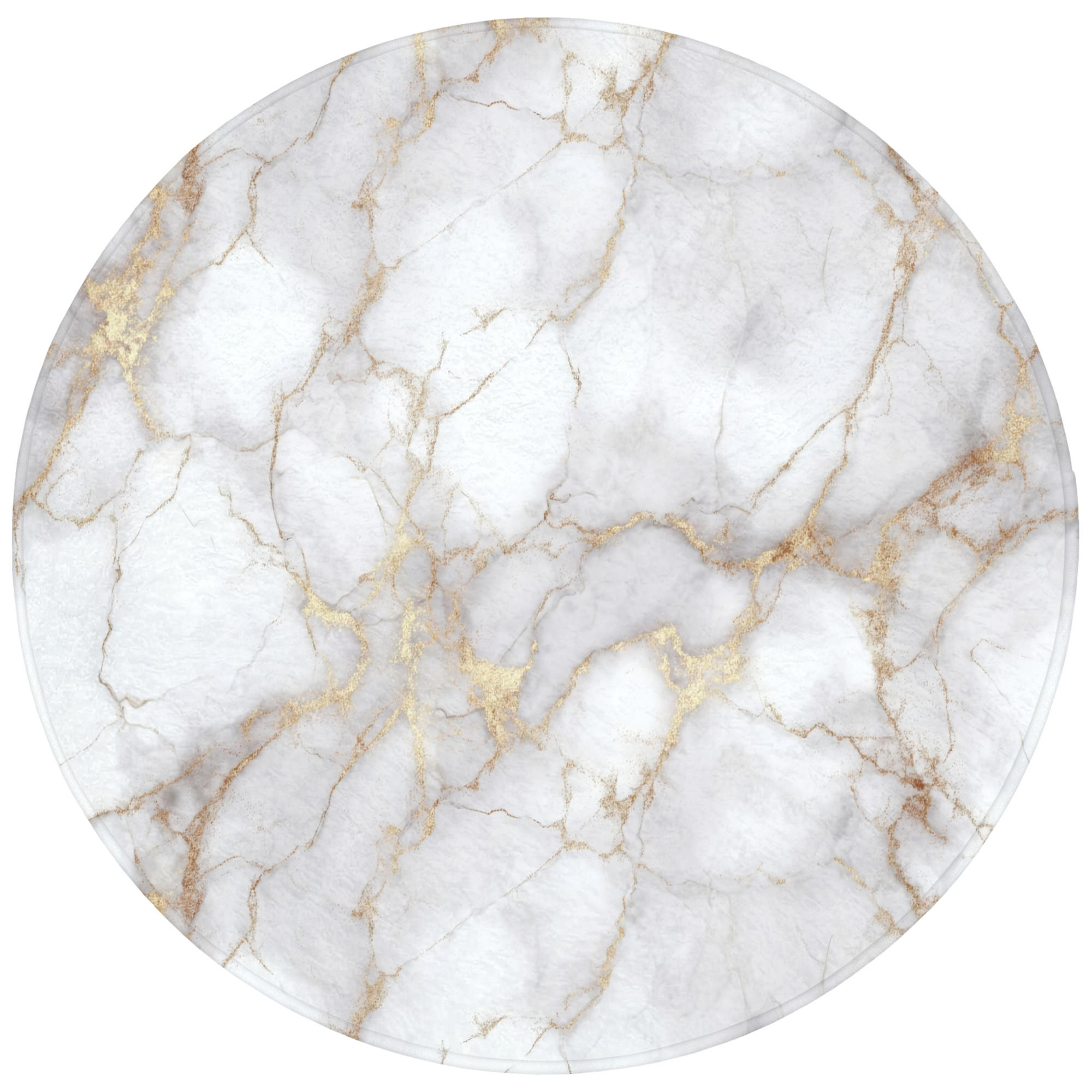 BADEMATTE Weiß - Gold - Marmor - Grau 70x70 cm - Weiß, Kunststoff/Textil (70/70cm) - OnlyWow