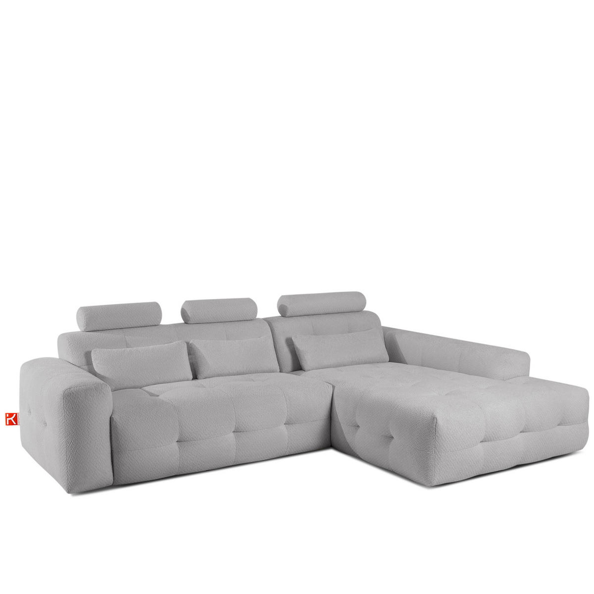 ECKSOFA RECHTS ALIGRA, Hellgrau - Hellgrau, Holz/Holzwerkstoff (290/191cm) - KONSIMO®