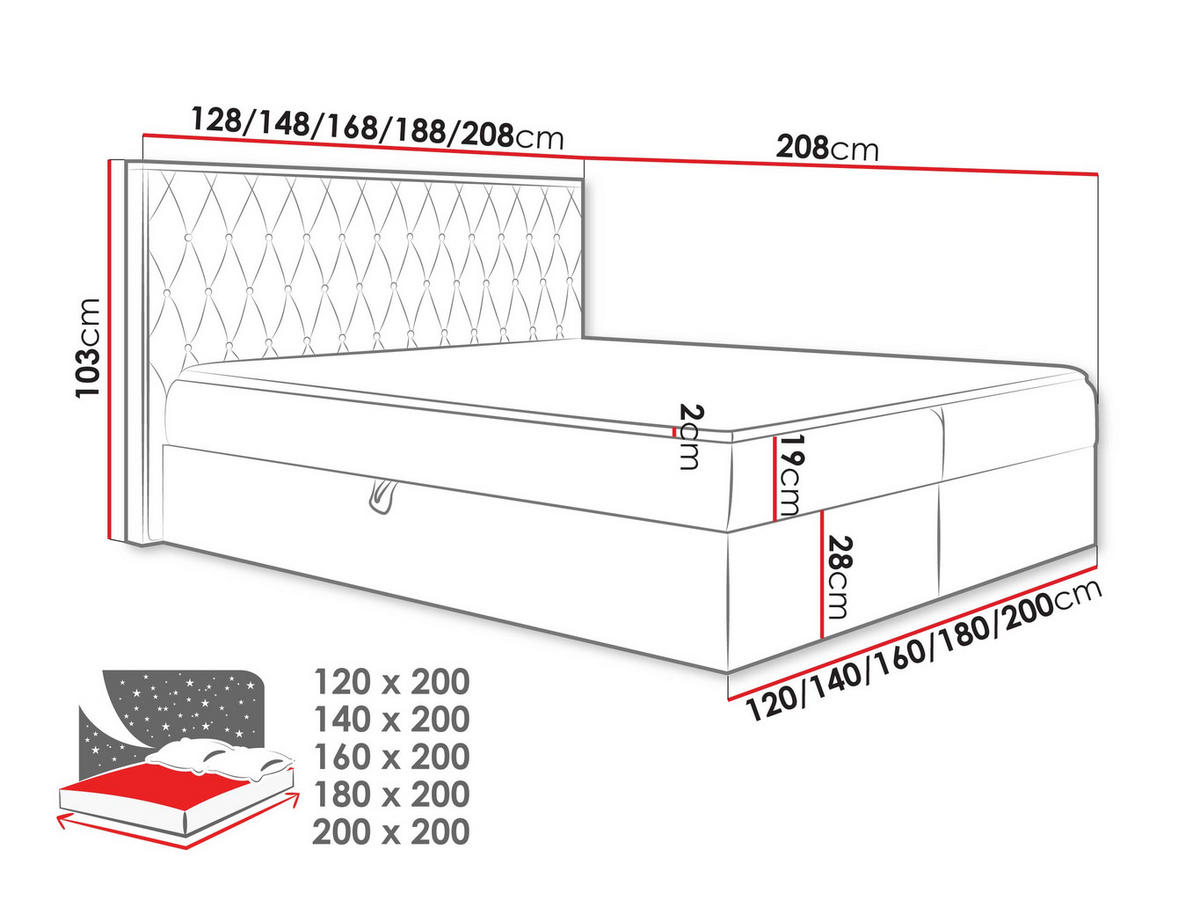 BOXBETT Wood 6 - Rosa, Holz/Textil (140/200cm) - MIRJAN24