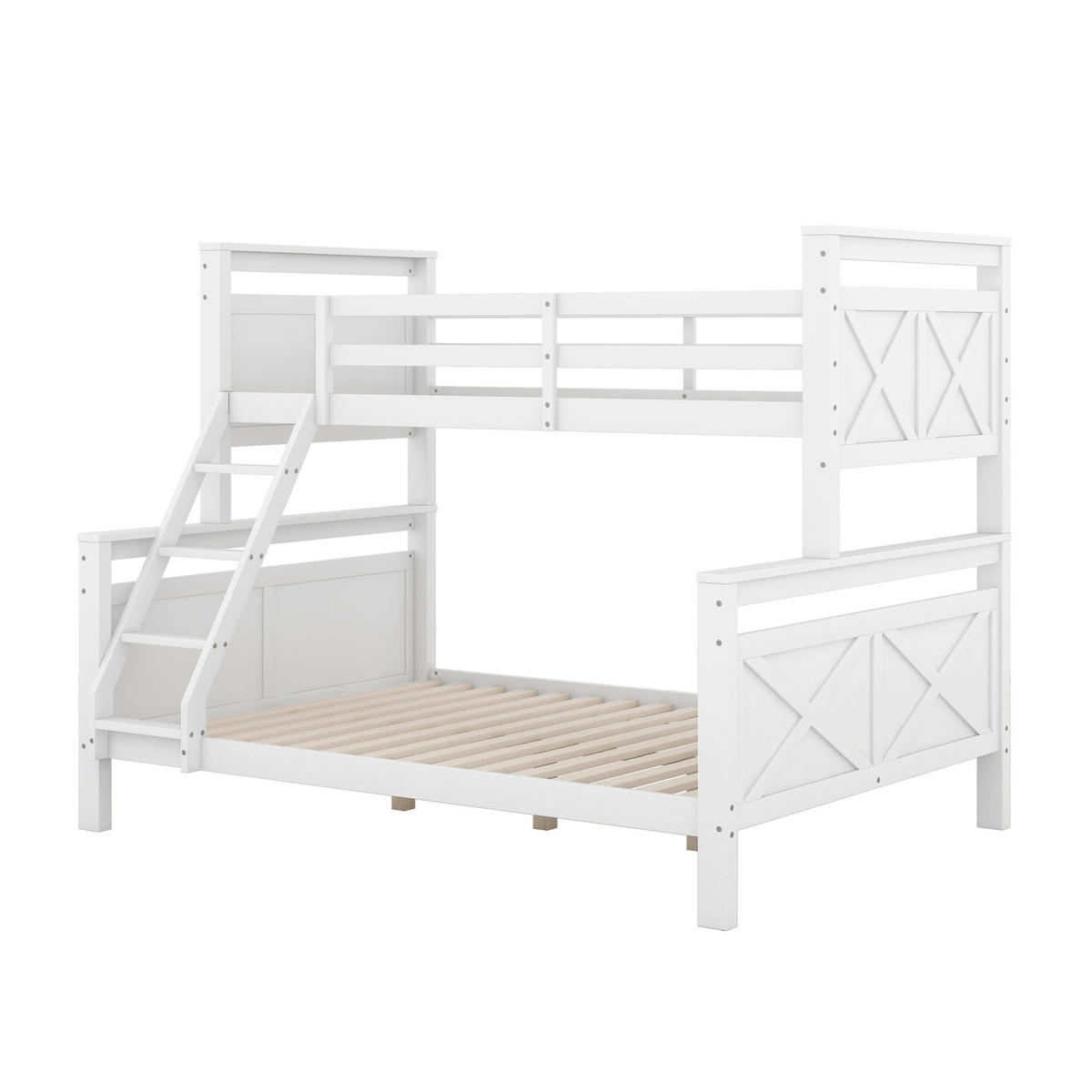 ETAGENBETT 90/200 cm aus Kiefer und MDF mit Rutsche und variabel montierbarer Leiter Weiß - Weiß, Holz (90/200cm) - Modenvie